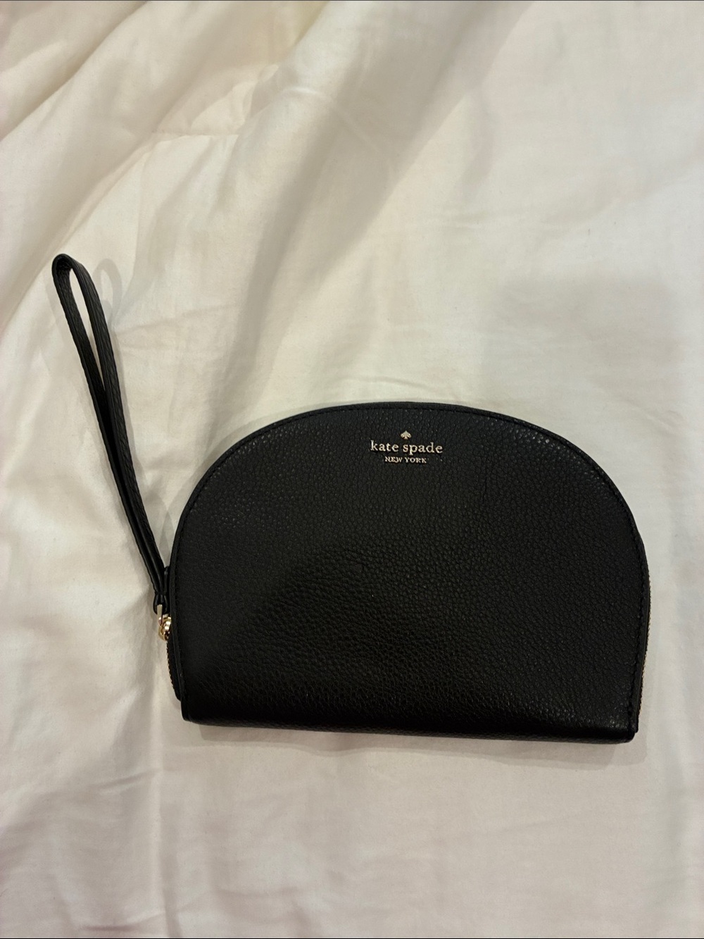 kate spade Black Pebbled Leather Wristlet Pouch with Removable Strap
